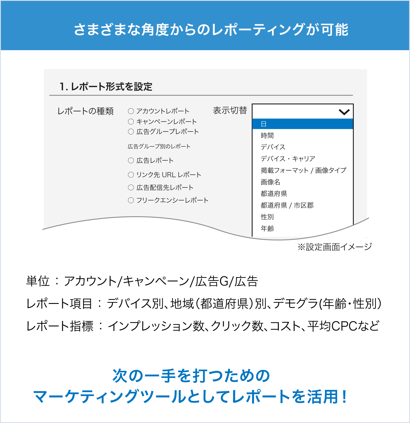 さまざまな角度からのレポーティングが可能